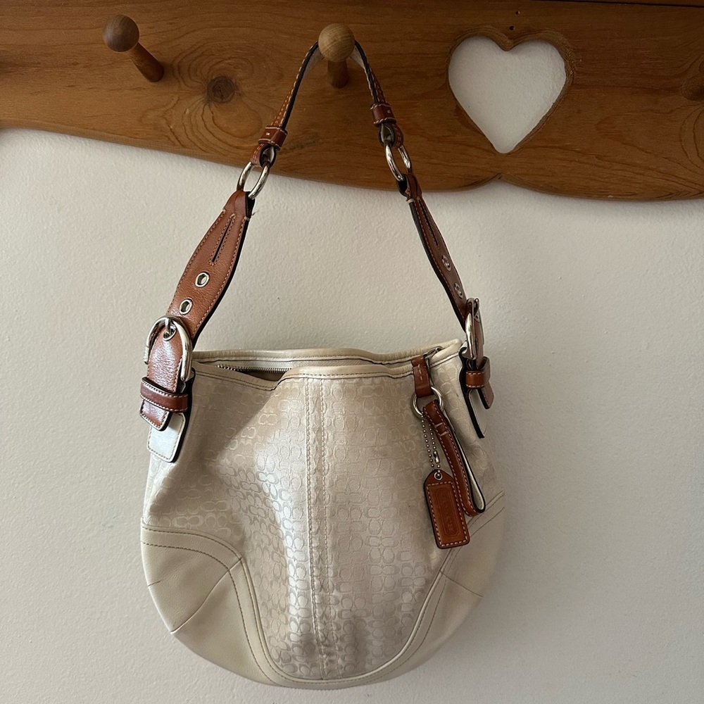 Coach White Monogram Hobo Bag